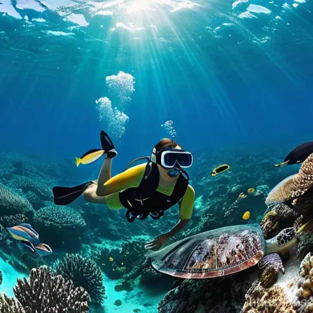 가상현실 여행의 경쟁 우위 확보 전략 - **Prompt 1: Immersive Underwater VR Journey in Sipadan**
A highly detailed, photorealistic image...