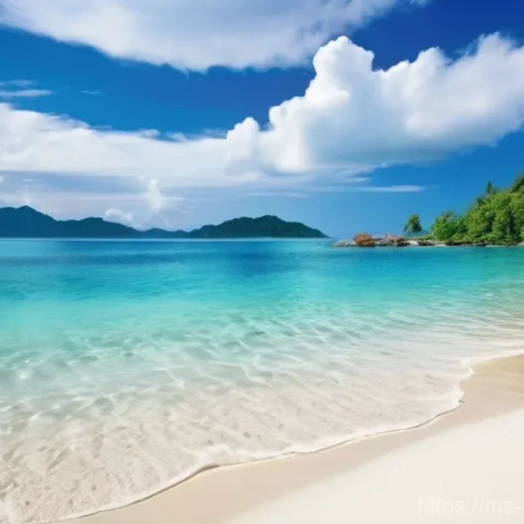 가상현실 여행의 소비자 경험 설계 - **Prompt 1: Serene Tropical Island Retreat**
"A breathtaking panoramic view of a pristine tropic...