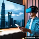 Home 22 가상현실 여행의 글로벌 시장 동향 - A futuristic Malaysian living room scene with a young adult wearing a lightweight wireless VR headse...