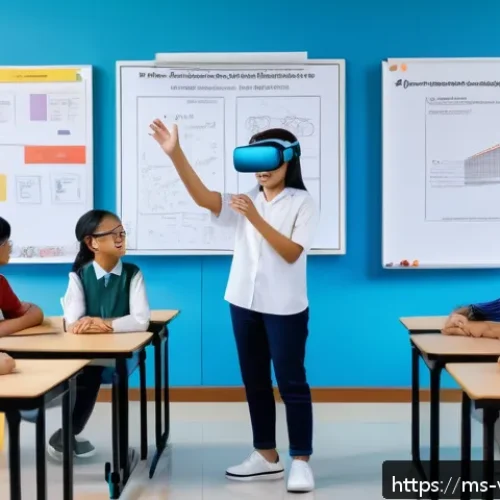 Home 17 가상현실 여행의 다양한 활용 분야 - A Malaysian classroom scene featuring diverse students wearing casual clothing and VR headsets, enga...